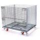Foldable Stackable Storage Cages On Wheels Galvanized Metal Wire Mesh Pallet Cage