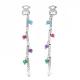 Original Stainless Steel Drop Earrings , Long Chain Earrings With Color Stone