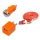 USB Home AC Wall charger+Car Charger+8 Pin Sync USB Cord for iPhone 5 5S 5C 5G Orange