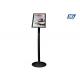 Curving Pole Sign Display Stand Rectangle Snap Open Frame Round Base Black Painted