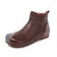 S022 Autumn and winter new style literary leather retro women's boots round toe soft patch flat bottom handmade casual