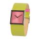 Square Stainless Steel Watches Leather Band For Ladies , Quartz Hand Watch