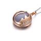 New 18K Rose Gold Natural Blue Chalcedony Rabbit Design Charm Pendant Necklace (GDN010)