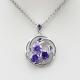 Silver Jewelry Purple Cubic Zircon Charm Pendant Necklace (P33)