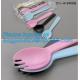 Eco friendly reusable dinner bamboo cutlery set for Travelling,Cartoon Handle Cutlery Set for Kids Tableware bagplastics