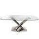 Simple Luxury Modern Dining Tables Clear Tempered Glass Mirrored Silver Finish