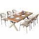 Outdoor Courtyard Villa Chairs and Tables Garden Open-Air Balcony Leisure Rattan Dining Furniture Set with Plastic Wood Table.
