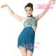 Floral Sequin Diagonal Neck Latin Dance Costumes With High - low Mesh Long Skirt