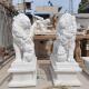 Entrance Marble Lion Statues Garden Life Size White Stone Carvings And Sculptures Decorative Outdoor
