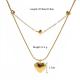 OEM Women Necklaces Titanium Steel Heart Double Layer Gold Necklace
