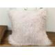 Home Decorative Cream Mongolian Fur Pillow Comfortable With Long Curly Hair