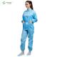 Polyester Fiber ESD Antistatic Suit Jacket Reusable Blue Cleanroom
