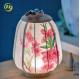 Retro Chinese Style Modern Lantern Pendant Hand Painted Touch Variable Night Light Wood Linen