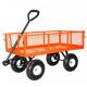Green Foldable Steel Mesh Tool Cart for Heavy Duty Lawn Garden Yard Trolley Wagon Cart