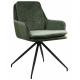 Green Linen Comfortable Dining Room Chair Height Adjustable With Armrest In Black Leg