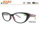 Hot sale style of reading glasses with plastic frame ,printe the patterns in the temple