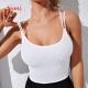 Casual Sleeveless Knitting White Ribbed Crop Top Women Slim Fit Tank Top