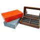 Leather 6 Slot Wooden Lid Spectacles Sunglasses Storage Display Box With Mirror