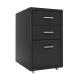 KD Structure Black Movable 3 Drawers Makeup Storage Cabinet