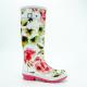 Wear Resistant Knee Length Rubber Boots , Flower Printed Garden Rubber Rain Boots