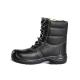 Black Split Cow Leather Cut Steel Toe Lace Up Anti Slip Shock Absorbing Work Safety Shoes