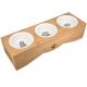 Raised Ceramic 3 Puppy Bowl Set Triple With Bamboo Stand