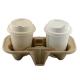 Disposable Biodegradable Paper Cup Carrier Tray 2 Cups Untearable , Cup Holders Natural Color