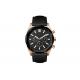 Big Face Metal Chronograph Watch ,  Mens Black Chronograph Watch Genuine Leather Strap