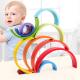 Baby Soft Rainbow Kids Fine Motor Training Building Blocks Tower Toy Silicone Stacking Toys