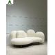 Shaped Fabric Velvet 3 Seats White Plush Sofa For Hotel Room Home Villa