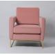 Modern Living Room Furniture Velvet Pale Pink Sofa With Metal Frame