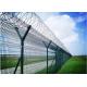 50x100mm Y Post Airport Security Fence BTO22 PVC Coated With Razor Barbed Wire