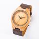 Charm Bamboo Wood Mens Watches Brown Leather Strap Japan Movement Quartz