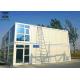 Beige And Blue Prefabricated Container House Glass Curtainwall For Tourist Attractions Office