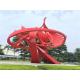 Abstract Flame Large Metal Garden Ornaments , Red Spray Painted Outside Garden Statues