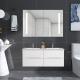 LED Mirror PVC Bathroom Vanity Cabinet with 2 Ceramic Basins