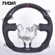 Modern Black Leather Carbon Fiber Toyota Steering Wheel Lightweight Flat Bottom Easy Install