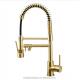 Kicthen Faucet 304 Stainless Steel Gold Pull Down Sprayer Spring Kitchen Mixer Faucet