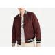 Burgundy Padded Mens Polyester Bomber Jacket Stirp Ribs Triacitate Coat Twin