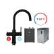 Pull Out 5 in 1 Matte Black Kitchen Faucet with Boiling Ice Water Bubble Mixer and Filter