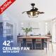 LED Light and Remote Control Ceiling Fan with Metal Lamp Body Energy Saving Design