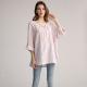 Cowl Cross Casual Linen Clothing Deep V Neck Three Quarter Sleeve Tops For Ladies