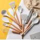 11 Pcs Non Stick Silicone Kitchen Utensil Sets Household Wooden Handle