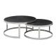 Modern Round Oak Wood Top Stainless Steel Nesting Tables 20mm