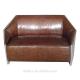 Genuine Brown Leather Aluminum Back Aviation Sofa For Living Room
