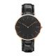 Mens Leather watch 40mm case size 20mm bandwidth, SS case leather strapblack