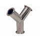 1 Inch Stainless Steel Sanitary Fittings Shaped Y Tee Bpe Polished For Equipment