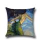 Ocean Theme Throw Pillow Case Mediterranean Style Cotton Linen Mermaid Square