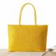 Handmade Rattan Straw Beach Tote , Yellow Beach Bag Raffia Knitted Lining Inside