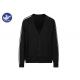 V Neck Mens Knit Cardigan Sweater Stripes In Shoulder / Sleeves Buttons Up Closure